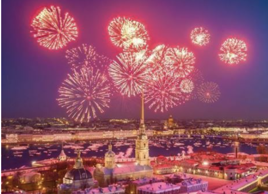 Праздничный артиллерийский салют в честь Дня снятия блокады Ленинграда